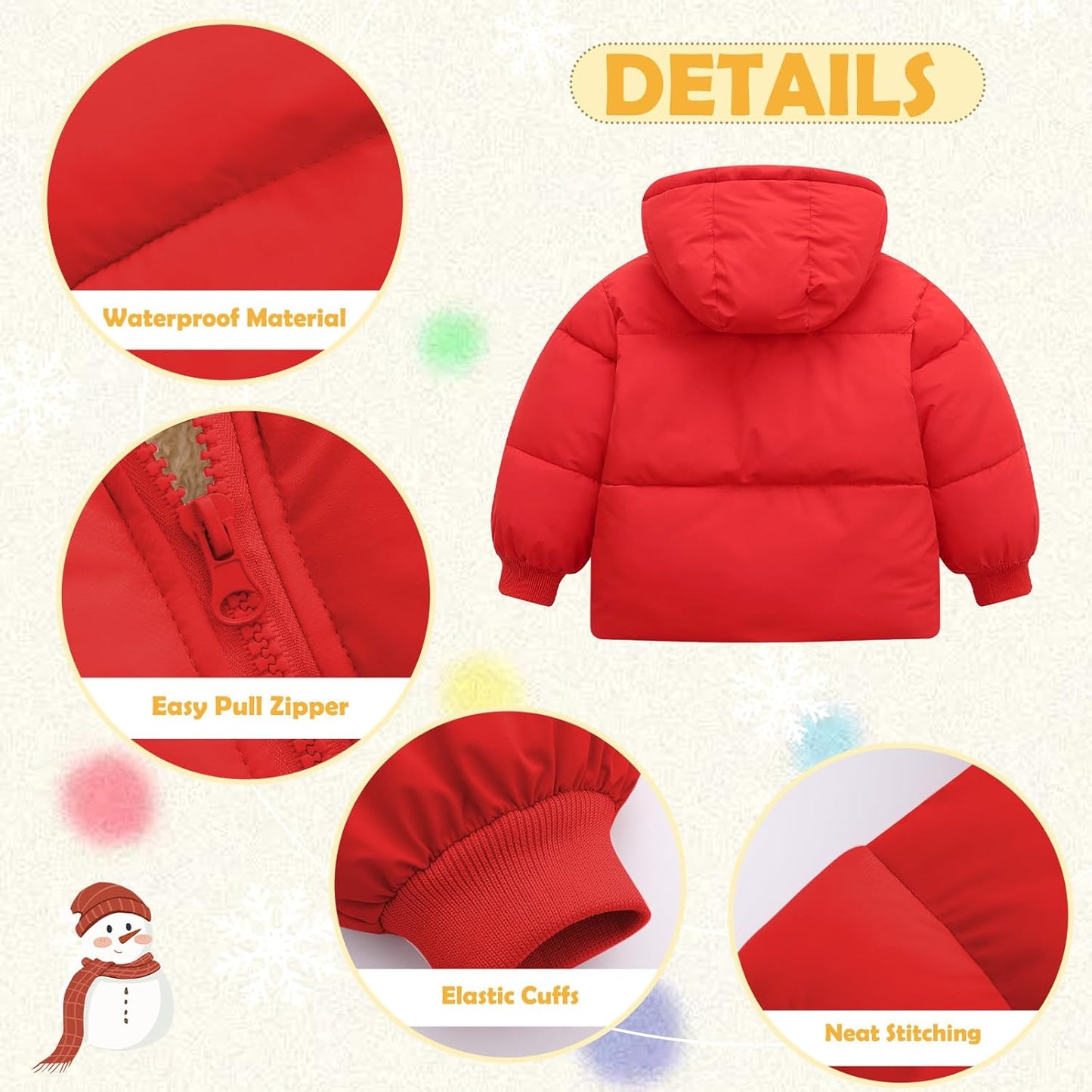 UNICOMIDEA Baby Winter Coat with Hooded Toddler Boys Girls Puffer Jackets for 12M-5T