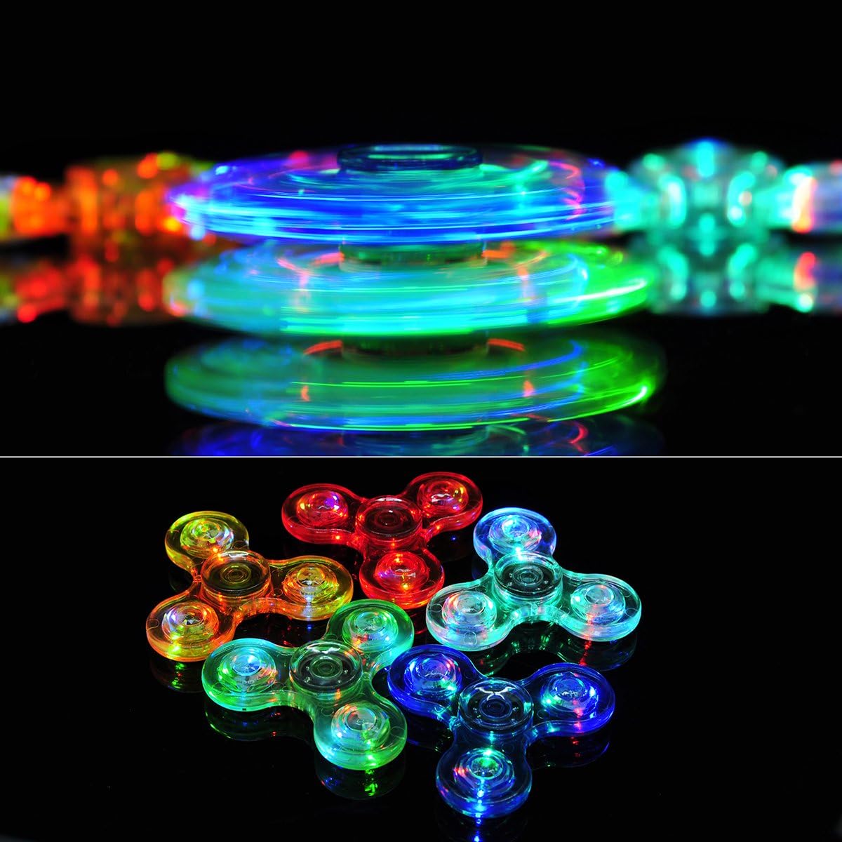 FIGROL 2 Pack Fidget Spinners|LED Light Up Crystal Fidget Spinners for Children|Glow in The dark Goodie Bag Stuffers Classroom Prizes Return Gifts