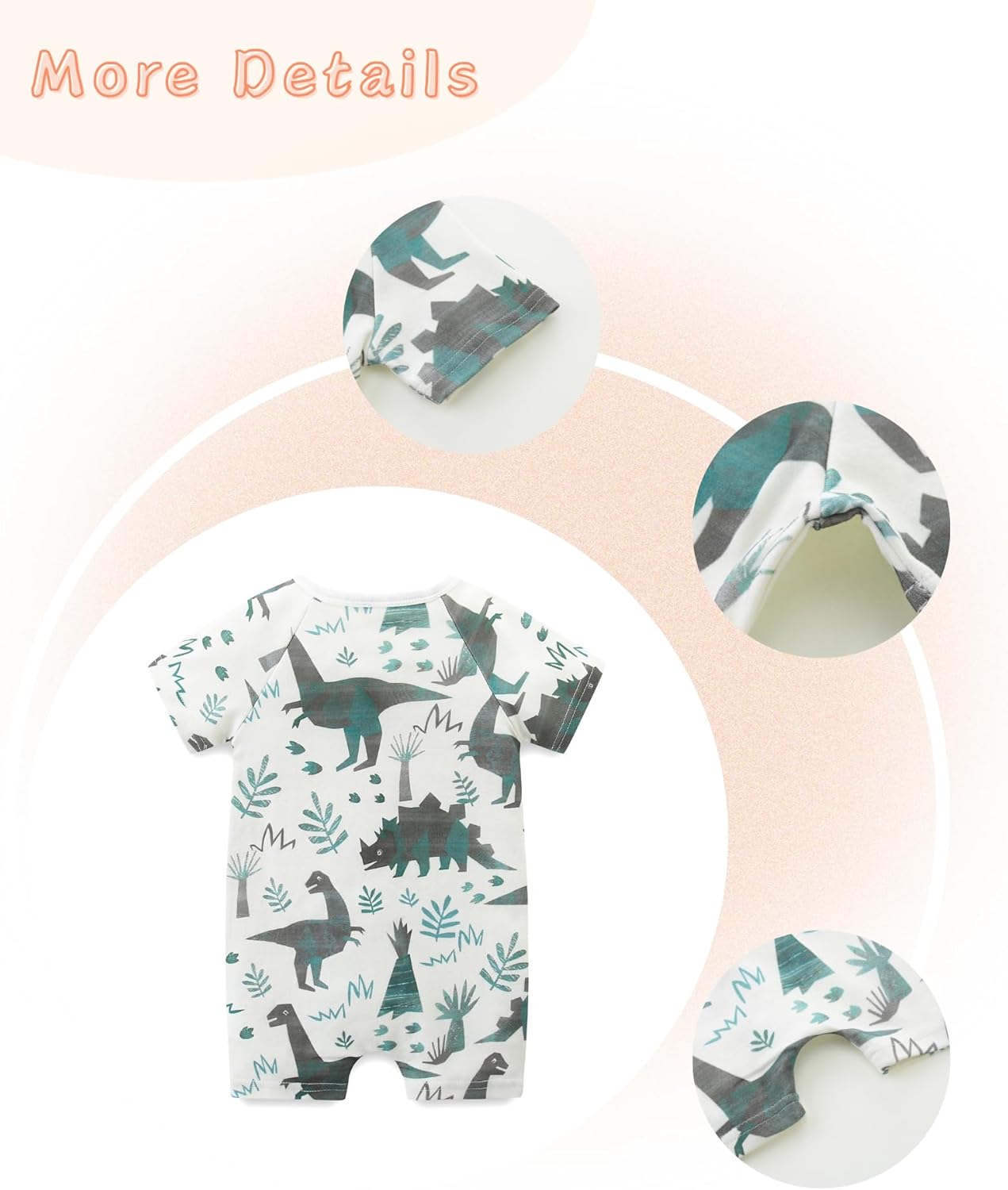 Unisex Summer Trendy 2-Pack Rompers Short Sleeve Zipped Bodysuit Infant Cotton Outfits