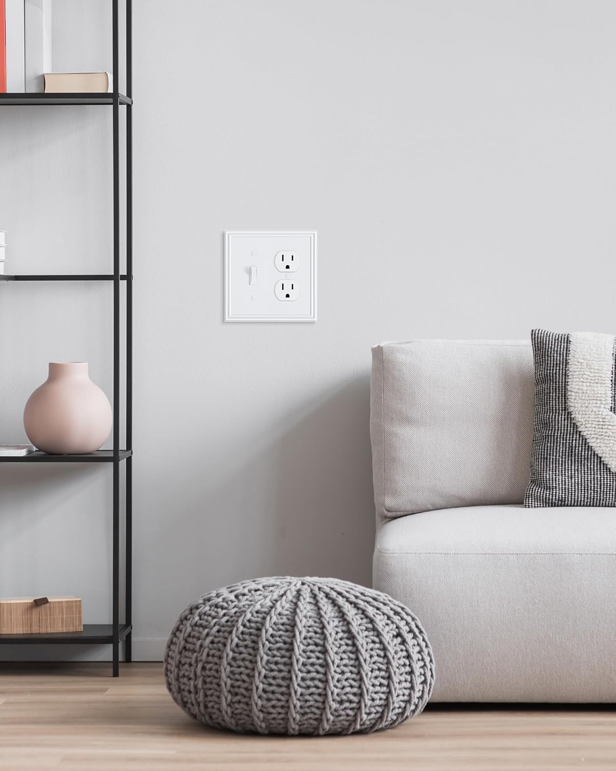 2-Pack Combo Toggle/Duplex Light Switch Cover Plate, Pure White Wall Outlet Cover Plate, Decorative Wall Receptacle Cover for Electrical Outlets, Light Switch, Durable Solid Zinc Alloy