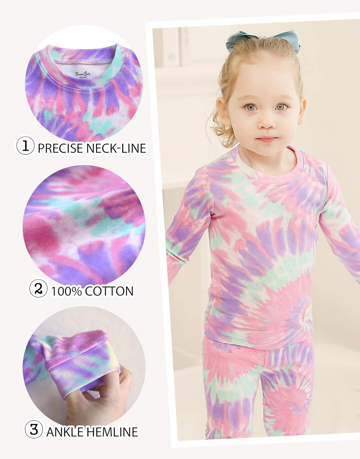 VAENAIT BABY 12M-12Y Toddler Kids Boys Girls 100% Cotton Marbling Tiedye Sung Fit Sleepwear Pajamas 2pcs Pjs Set