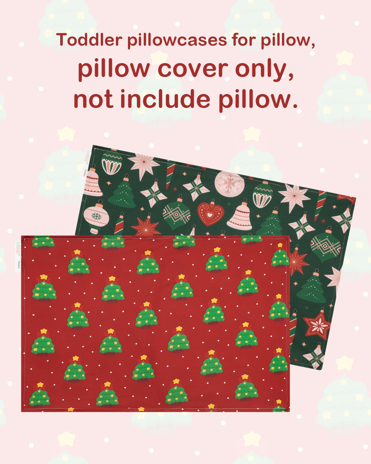 ALVABABY Toddler Pillowcases Stretchy Soft Kids Pillow Cover 2 Pack Fit 13"x 18" or 12"x16" Envelope for Girl Boy Sleepy Travel Christmas 2TPE37A