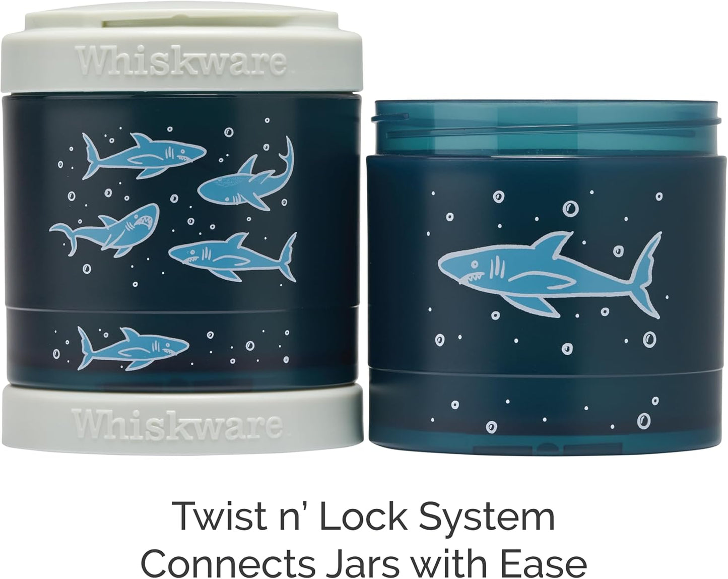 Whiskware Stackable Snack Containers for Kids, Set of 3 Stackable Snack Cups, Unicorn and Sharks Designs