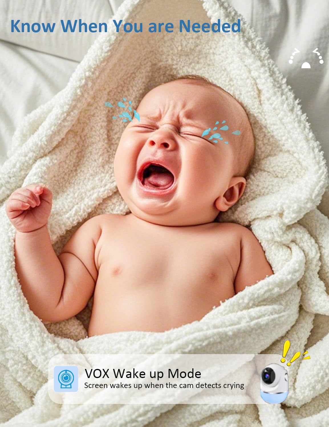 Baby Monitor, 5'' Screen with 32 Hours 5000mAh Battery, Pan-Tilt-Zoom Video 1080P Baby Monitor with Camera and Audio, Night Vision, VOX, 2-Way Talk, 8 Lullabies and 1200ft Range No WiFi