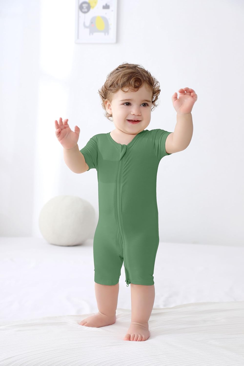 GUISBY Rayon made from bamboo Baby Pajamas Short Sleeve Footless Rompers 2 Way Zipper Sleeper for Baby
