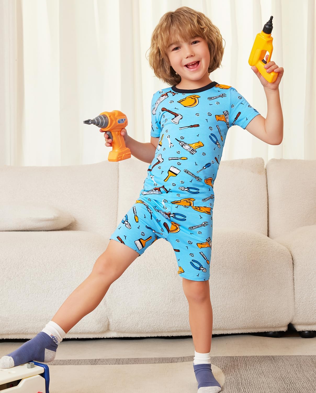 Bamboo Viscose Toddler Animal Pajamas Boys Girls Kids Cool Short Summer 12M-8Y Snug fit Pjs Set 2pcs