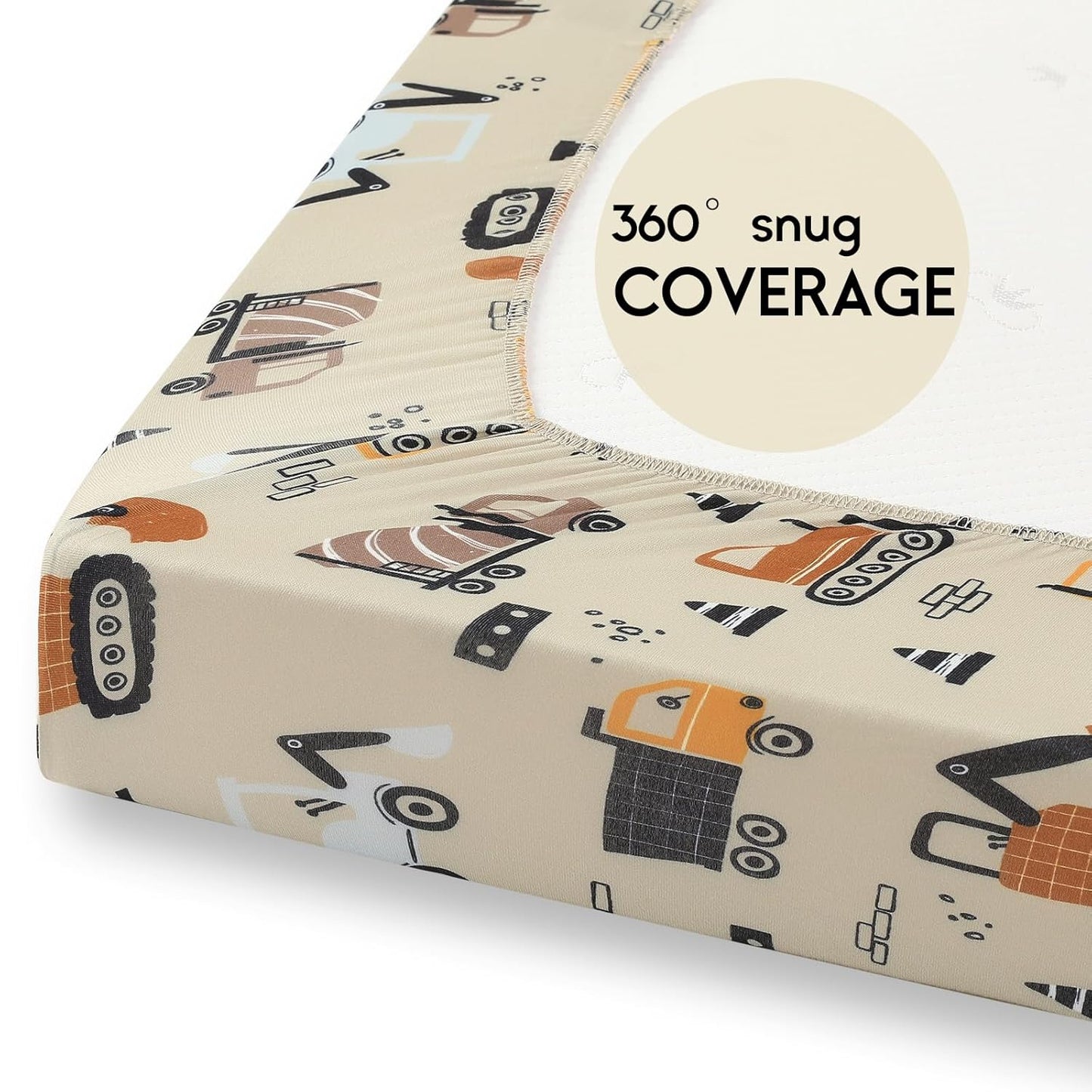 Yoofoss Pack and Play Sheets Fitted, Mini Crib Sheets 2-Pack for Pack N Play Mattress, Stretchy Playard Sheet, Soft and Breathable (Brown+Stripe)