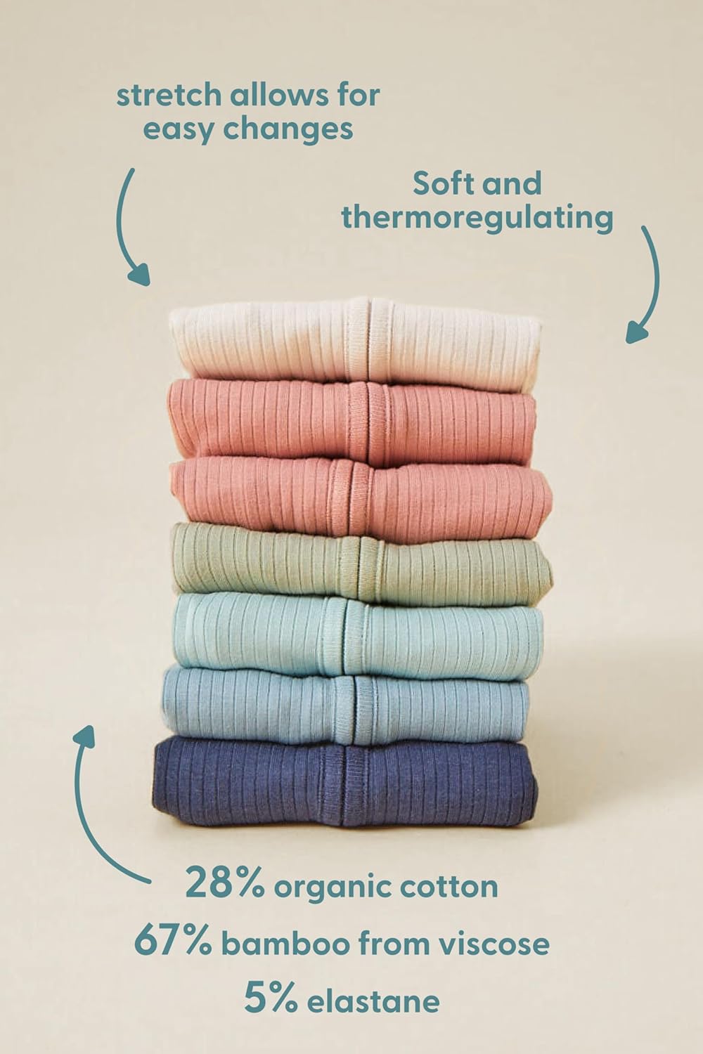 MORI Baby Unisex Long Sleeve Bodysuit Viscose from Bamboo and Organic Cotton - Comfortable Toddler Romper for Boys and Girls