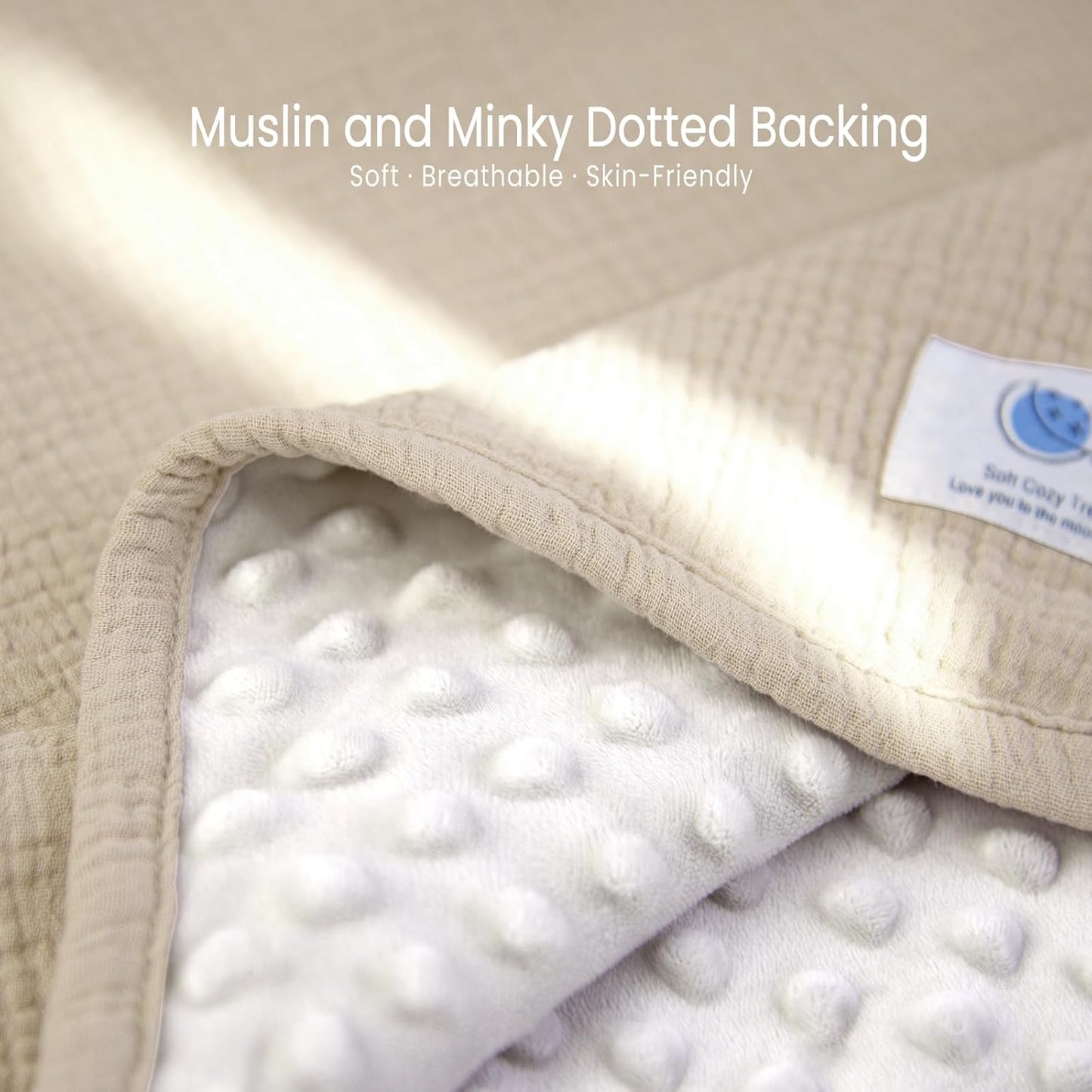 lulumoon Baby Blanket for Newborn Receiving: Minky Dot & Muslin Lightweight - Thermal Blanket Gift for Baby Shower & Hospital Welcoming 30"x40"(Ivory)