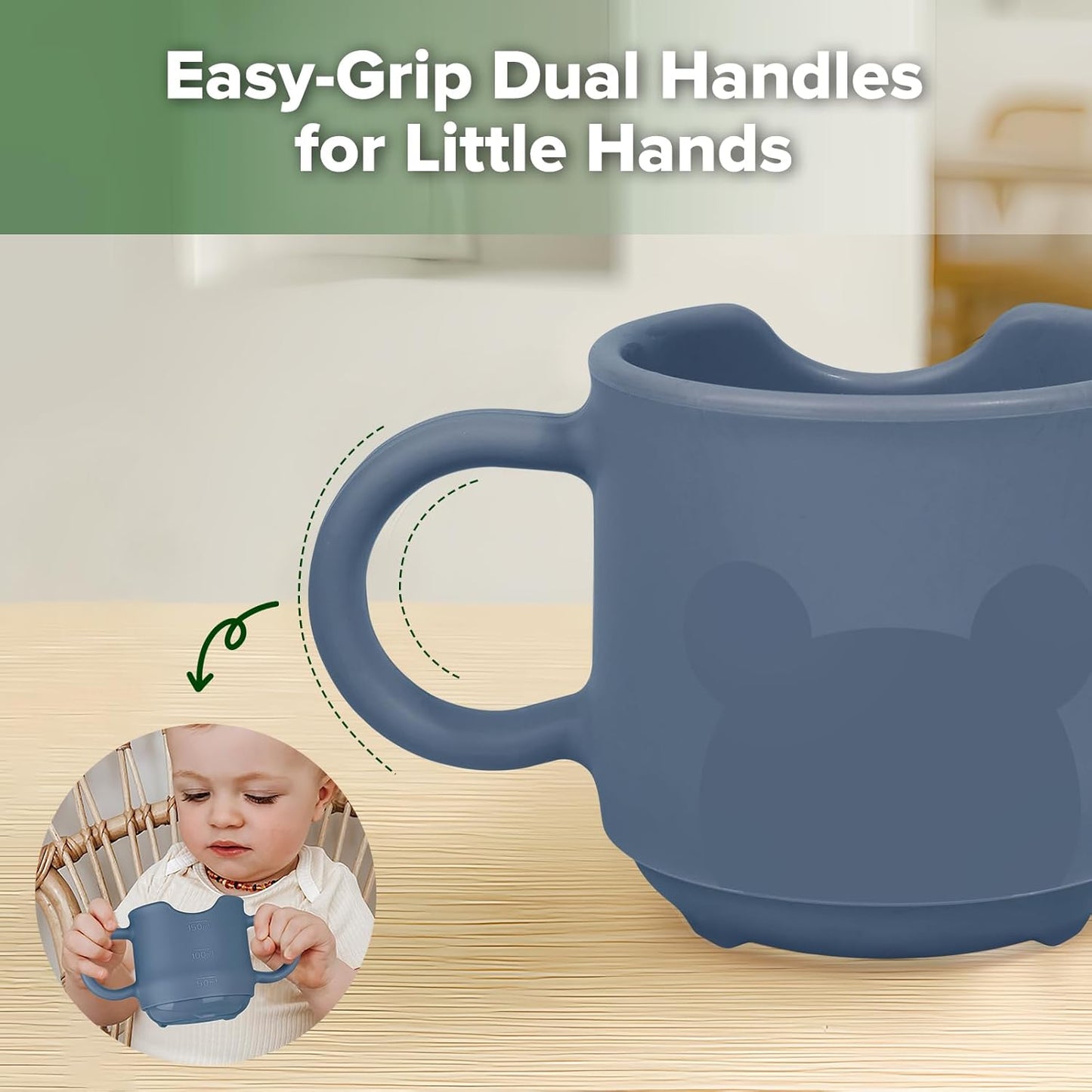 haakaa Silicone Toddler Cups, BPA Free Drop-Proof Training Cups for Baby 6 Months+, 5 Ounce (Bluestone)