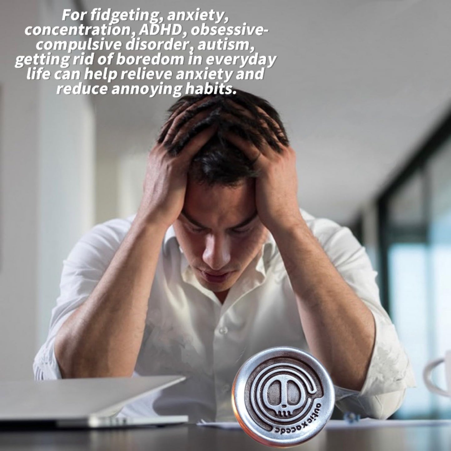 Haptic Coin Fidget Slider Metal EDC Fidget Clicker Office Fidget Toys for Adults ADHD Autism Sensory -Silver