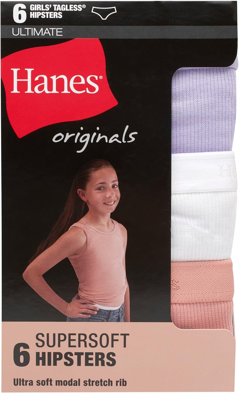 Hanes Ultimate Girls' Supersoft Bikini Briefs & Hipsters