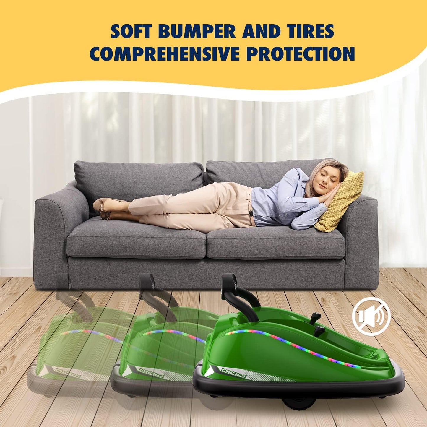 Bumper Car, 12V Electric Kids-Bumper Car Ride Toys with Remote and Music Function, Perfect Kids Gifts Baby for Toddlers 1-6 for Birthday