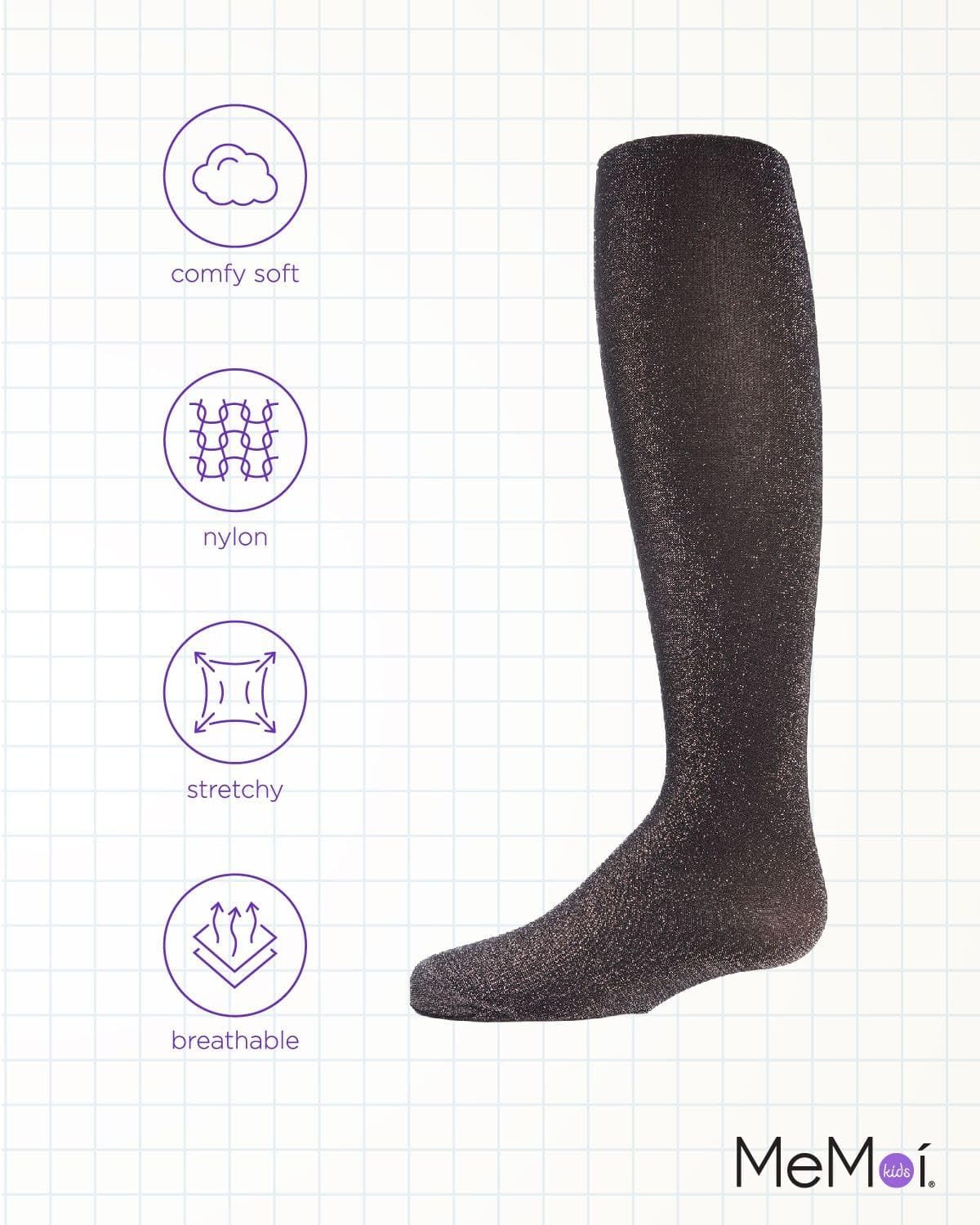 MeMoi Shining Star Shimmer Tights for Girls, Ultra Soft and Lightweight Opaque Girl Tights - Sizes 2-14