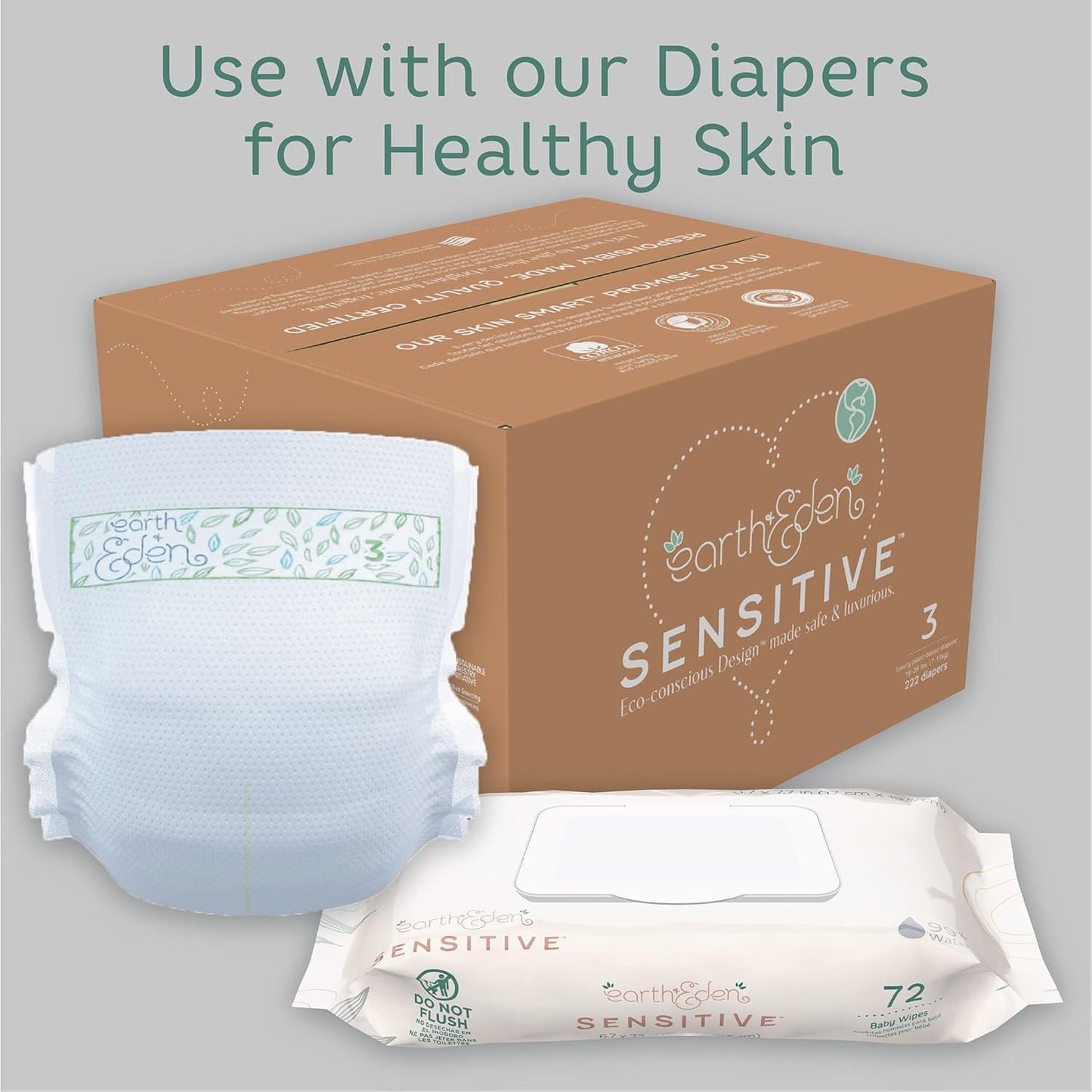 Earth & Eden Sensitive Baby Wipes | Unscented & Hypoallergenic | 12 Soft-Packs | 864 Total Wipes