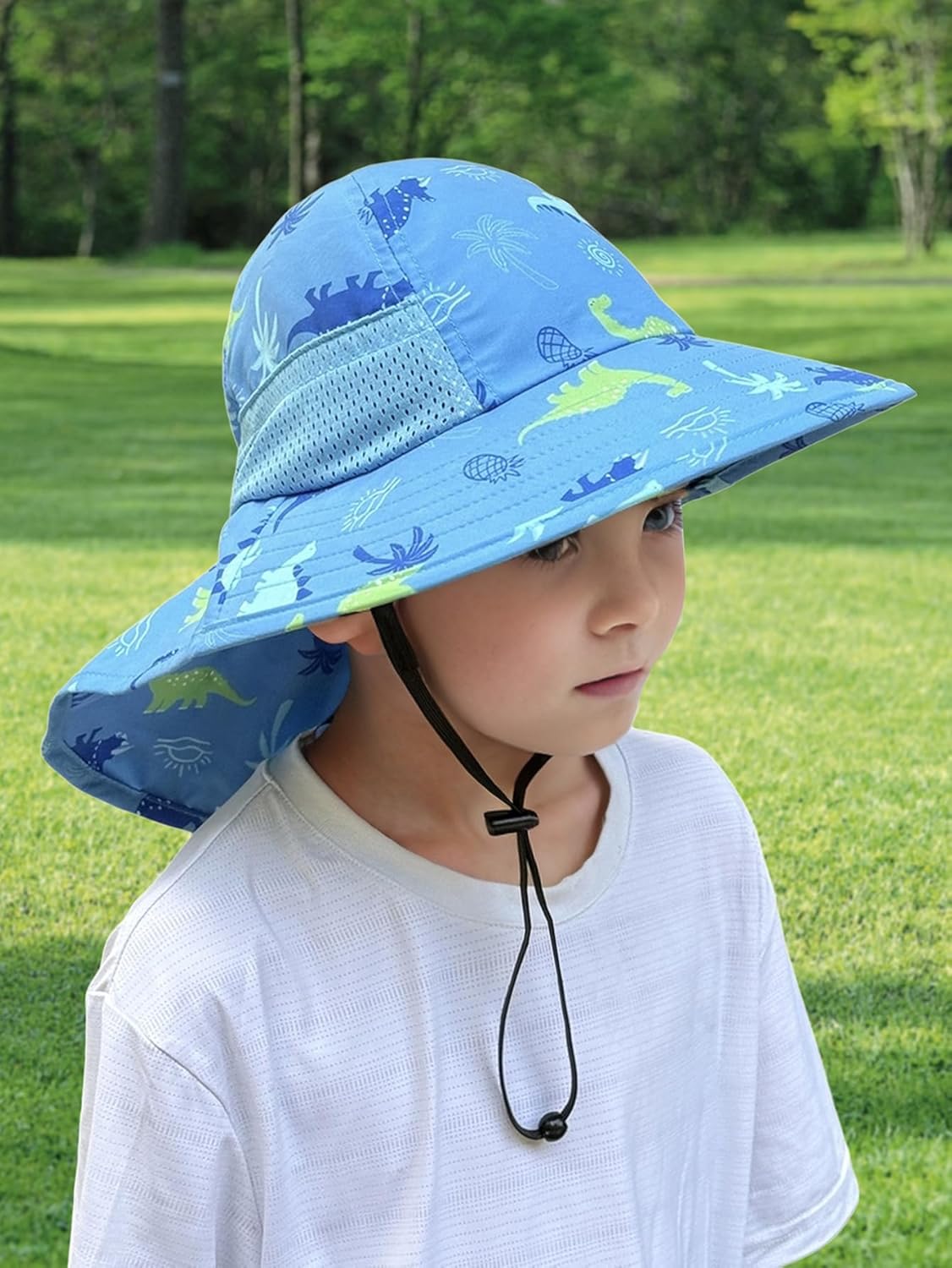 CHUNG Baby Sun Protection Hat Summer Toddler Adjustable UPF 50+ Wide Brim Neck Flap Beach Caps Boys Girls 1-12 Years Kids