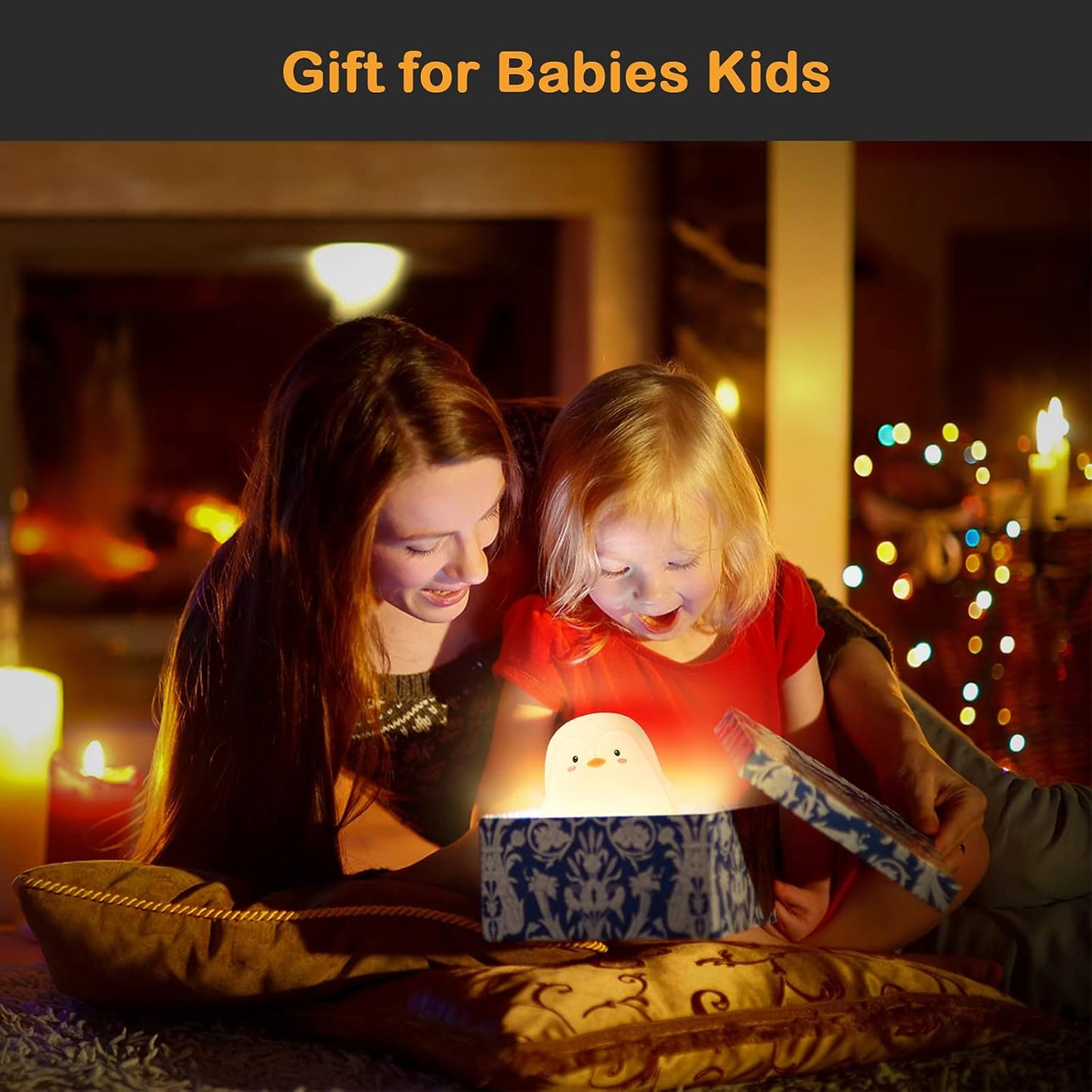 Penguin LED Night Light for Kids, Cute Nursery Color Changing Kids Night Light with Tap Control, USB Rechargeable Portable Squishy Silicone Soft Lamp Gifts for Baby Girls Boys Toddler Children Bedroom