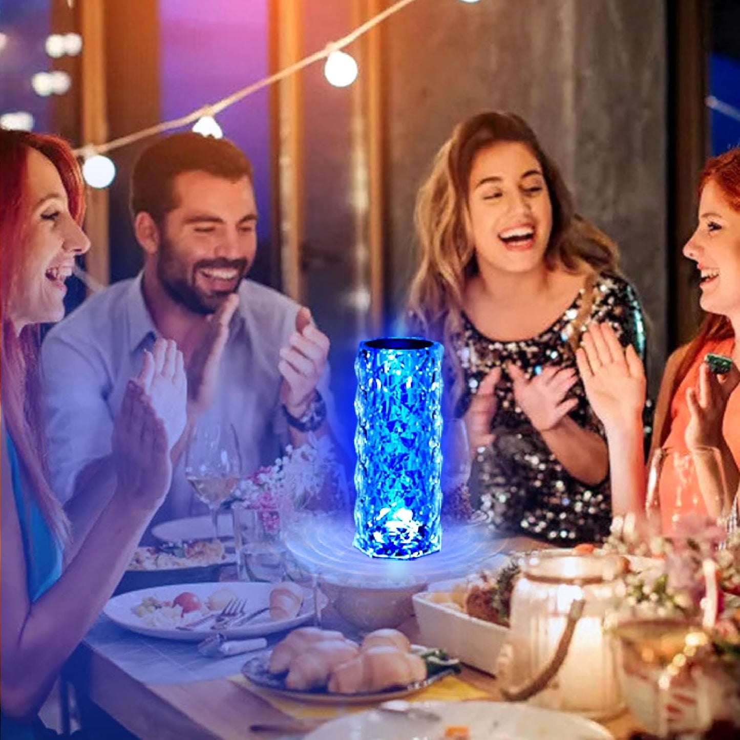 VoMii 2 Pack Crystal Lamp Touch, RGB 16 Colors Changing Night Light, Rechargeable Crystal Table Lamp Bedside Lamp, Cordless Rose Diamond Battery Night Light, for Bedroom/Party/Dinner/Decoration