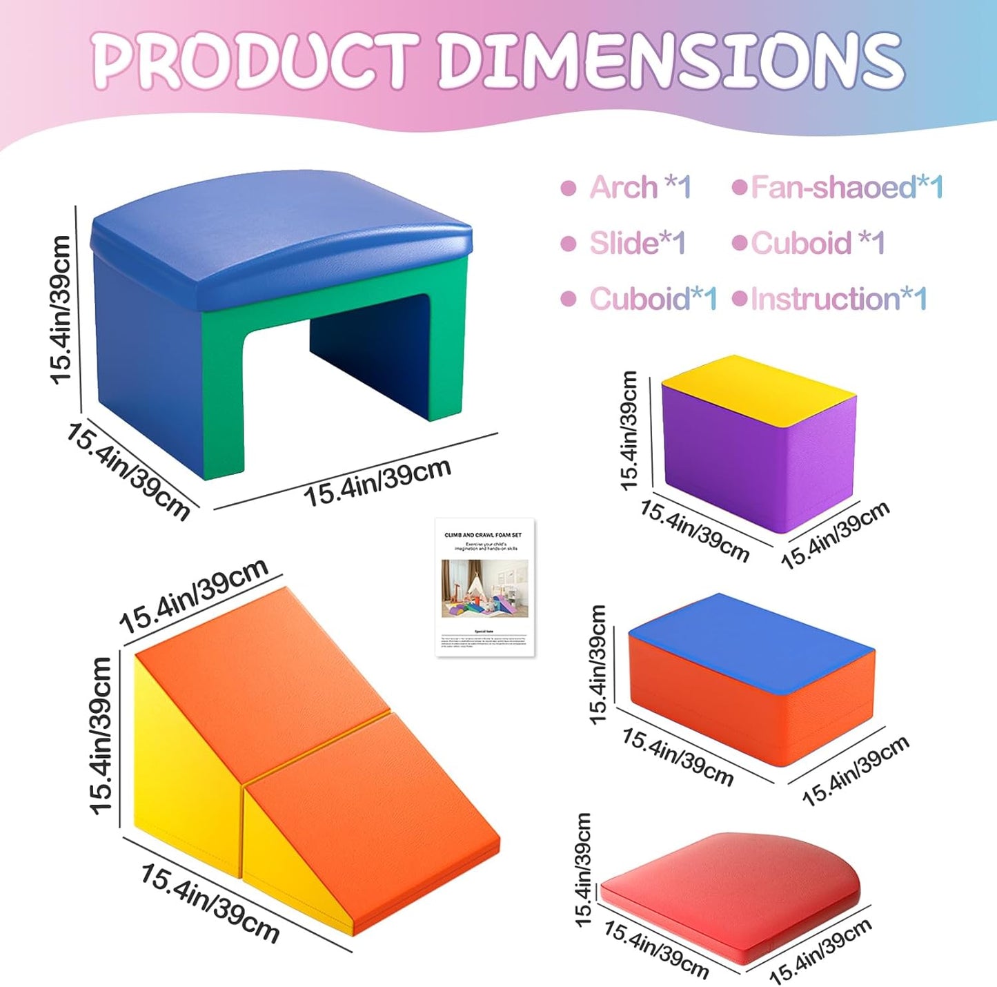 SURPCOS Foam Climbing Blocks for Toddlers - Soft Play Set for Toddlers 1-3 - Climbing Toys - Baby Climbing Gym - Great for All Ages (6 Pc Colorful Soft Play Area Set)
