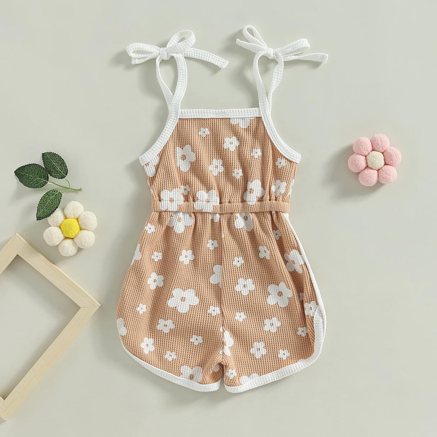 WZTYYDS Toddler Baby Girl Summer Clothes Floral Romper Tie-Up Strap Halter Jumpsuit Infant Summer Sling Playsuit 6M-3T