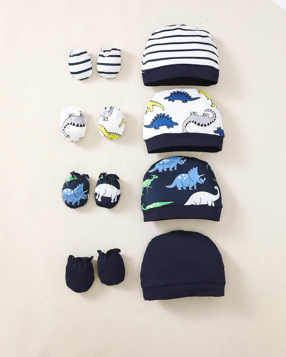 NZRVAWS Newborn Baby Boy Girl Clothes Unisex Infant Romper Pants Set Hat 4-Pack Outfits 0-12 Months 16 Pieces Toddler