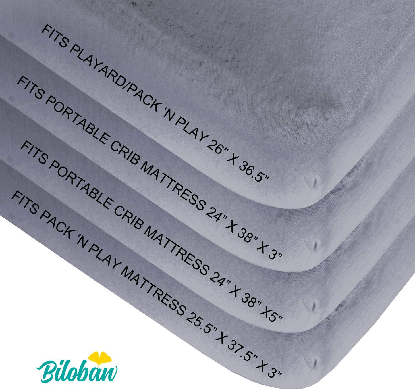 Pack and Play Sheets and Waterproof Pack n Play Mattress Protector Pad Cover 4 Pack Set, Ultra Soft Pack n Play Mattresses Sheets Compatible with Graco Pack n Play, Grey&White