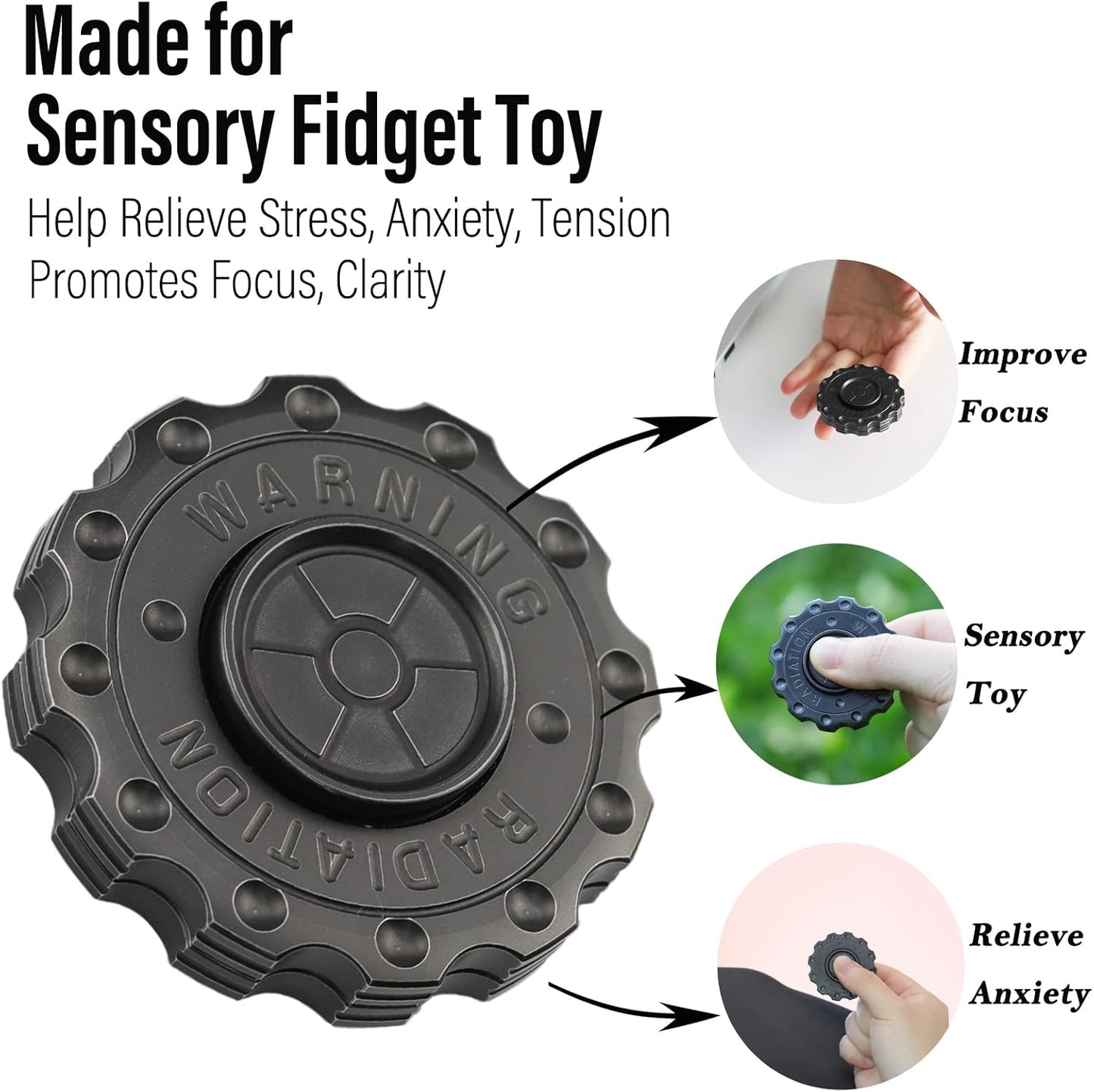 FREELOVE Metal Fidget Spinner Magnetic Slider, Spinning Haptic Clicker, Heavy Stainless Steel Spin Clicky, Small Round Gear Click Gyro, Premium Silent Bearing, Adults Anxiety Cool, Nuc Black