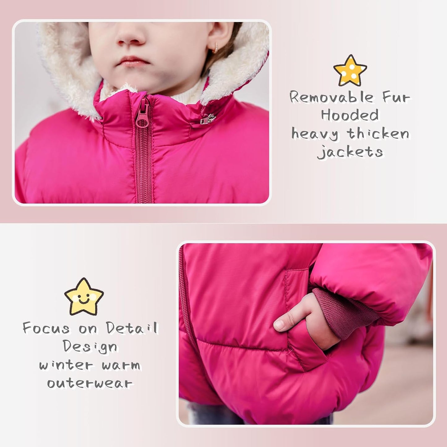 TUONROAD 1-6T Baby Girl Boy Winter Fleece Coats Toddler Warm Puffer Jackets Kids Down Alternative Outerwear