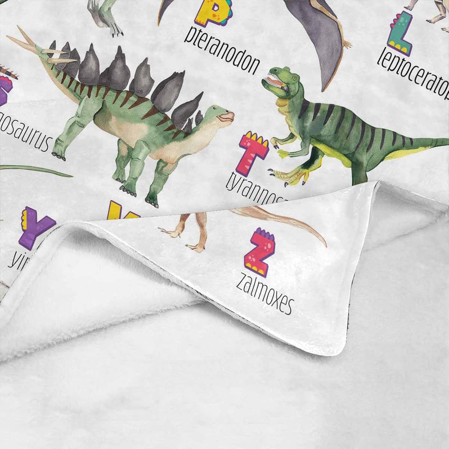 Personalized Dinasour Name Baby Blanket, Custom Cute Alphabet Name Blanket Toddler Boy Soft Flannne Swaddling Blankets Customized Monogram Memorial Gift from Nana for Infant Newborn Shower