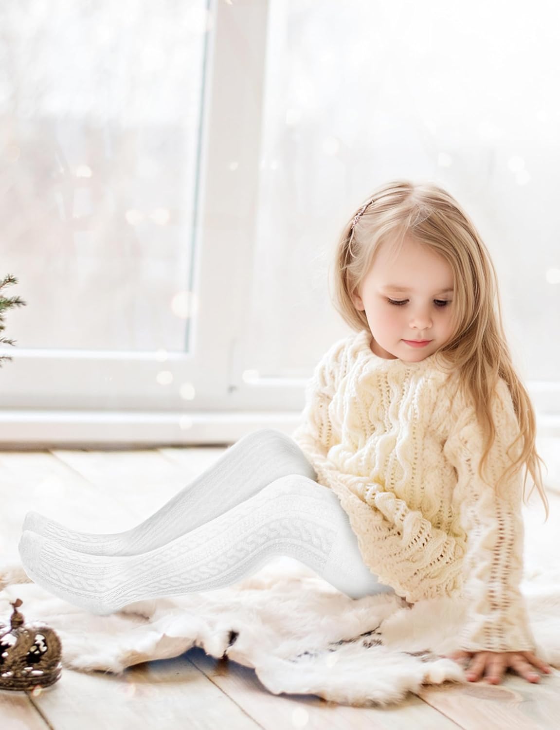 Baby Girls Tights Cable Knit Toddler Leggings Winter Solid Cotton Tights School Stockings 2 Pack 2T-12 Years