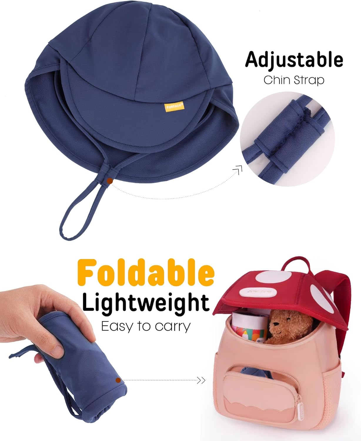 FURTALK Baby Sun Hat Summer Beach Hat UPF 50+ Adjustable Soft Baby Swim Hat with Neck Flap