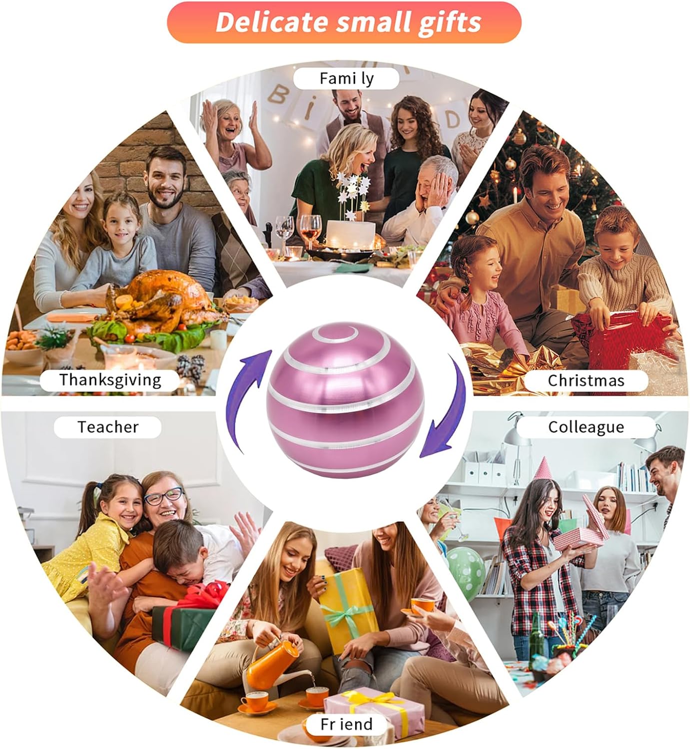 Desk-Toys for Fidget Kinetic-Cool-Gadgets: Cool-Stuff for Kid Children Teen Adult, Optical-Illusion Toy for Office School Home Women Men Christmas Stress-Relief-Gifts 180 Seconds Spinning