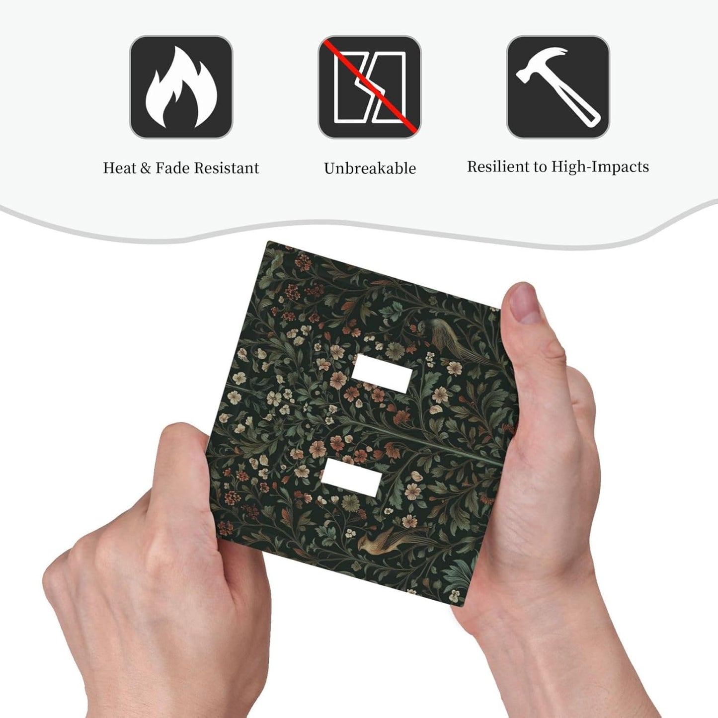 Decorative Switch Plates Vintage Morris Colorful Flower Green Leaf 2 Gang Double Toggle Outlet Light Switch Cover Wall Plate Electrical Faceplate For Bed Room Living Room Decor