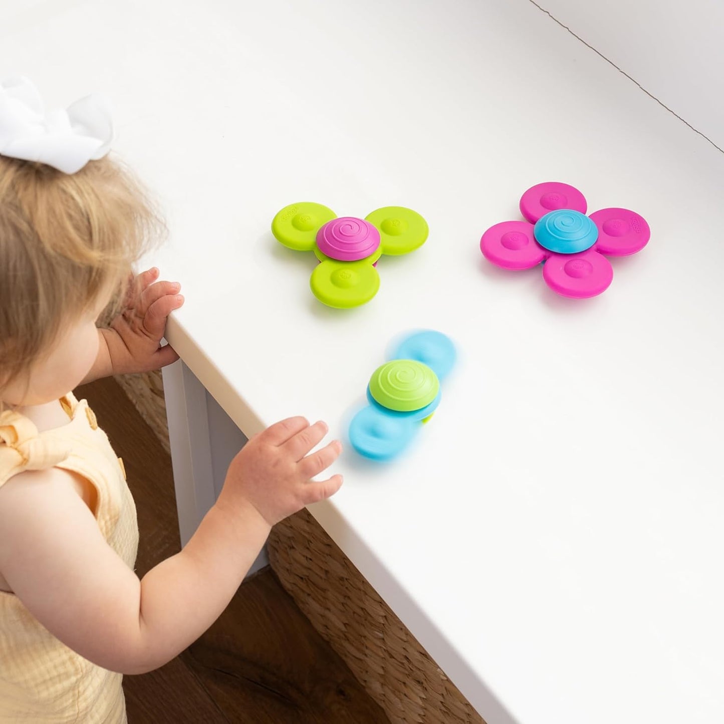 Fat Brain Toys Whirly Squigz - 3 Silicone Spinners for Toddlers & Kids, 10 mos+