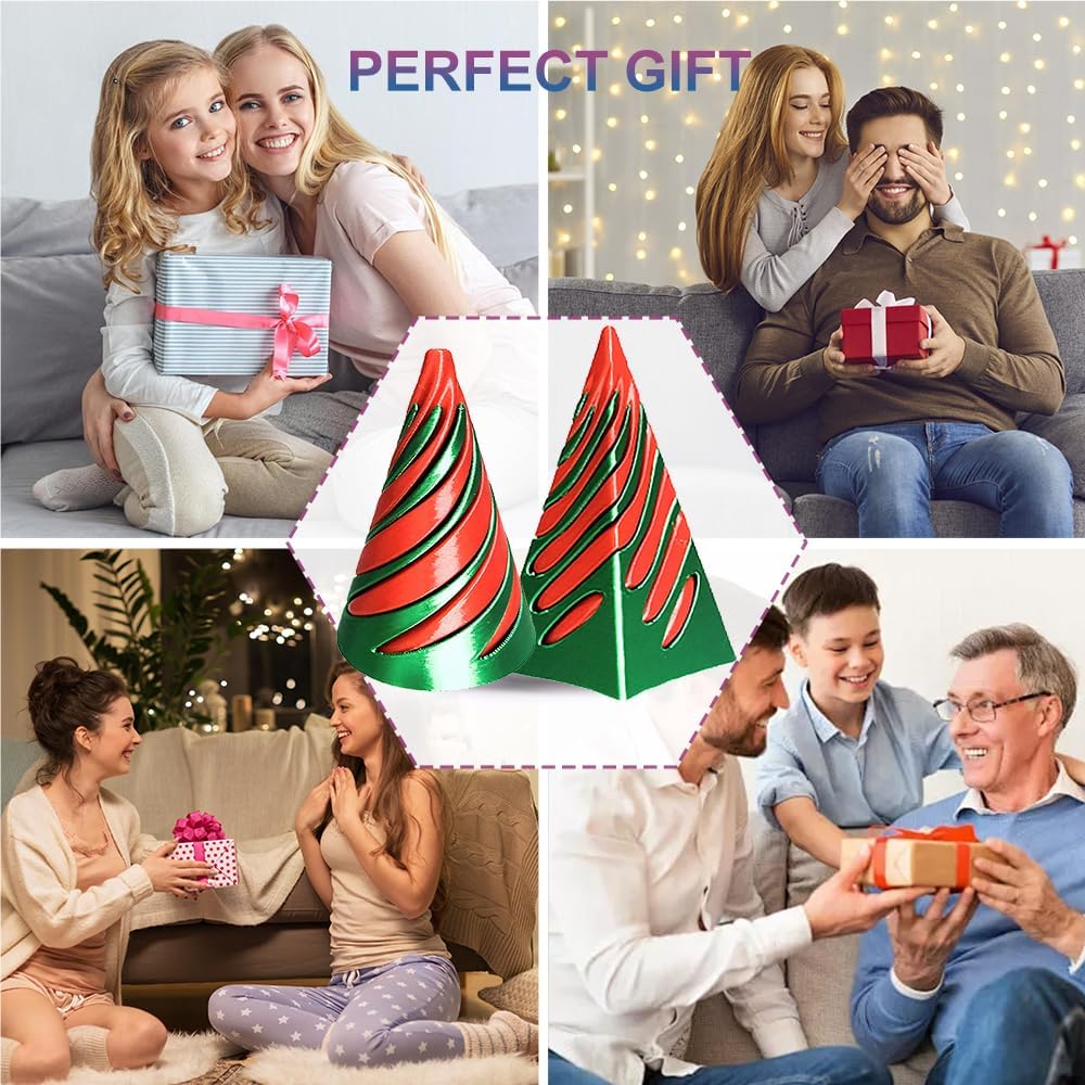 Spiral Cone Fidget Toy,Impossible Cone Pyramid Passthrough Sculpture Bulk Fidget Toys for 3D Printed,Anxiety Stress Relief Desk Deco Souvenir Mini Gift Toy for Home Office (#B-Laser Green Red)