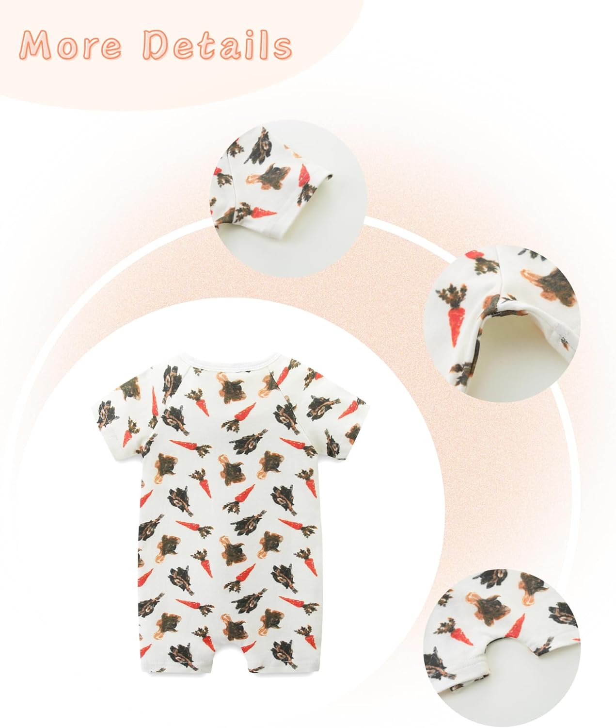 Unisex Summer Trendy 2-Pack Rompers Short Sleeve Zipped Bodysuit Infant Cotton Outfits