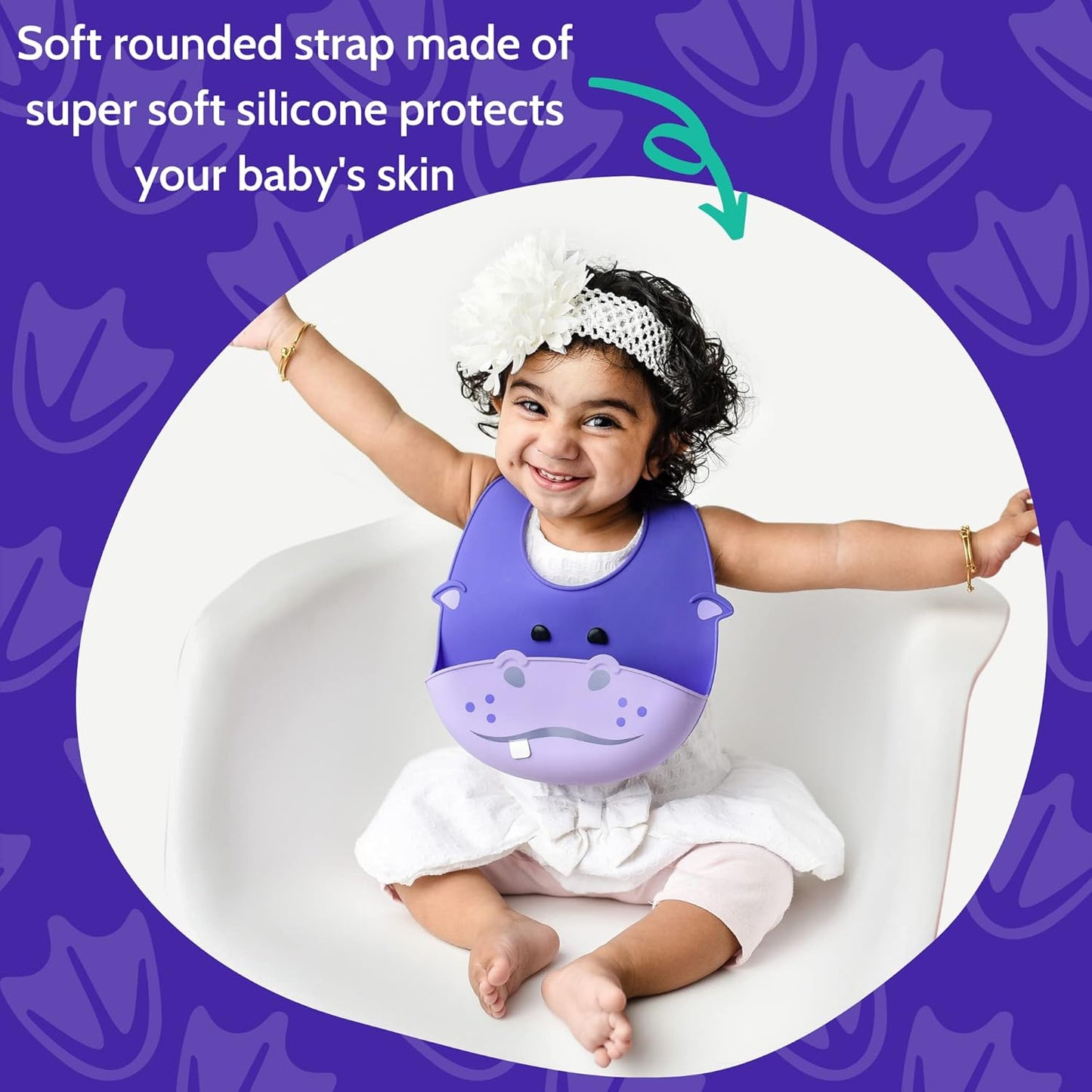 Silly Goose Set of 3 Silicone Animal Baby Bibs for Babies and Toddlers, Waterproof, Adjustable, Soft, Extra Wide Food Catcher Pocket (3PK Fox+Bear+Hippo)