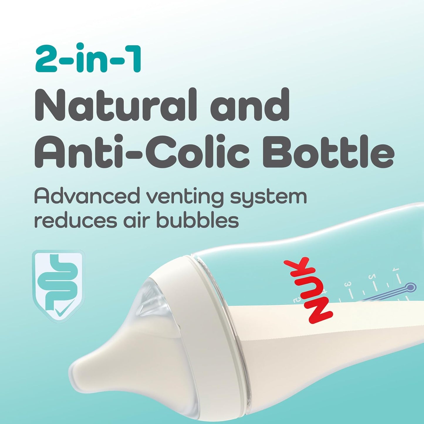 NUK Perfect Match Slow Flow 2-in-1 Natural and Anti-Colic Bottle, 5oz., 4 Pack, BPA Free