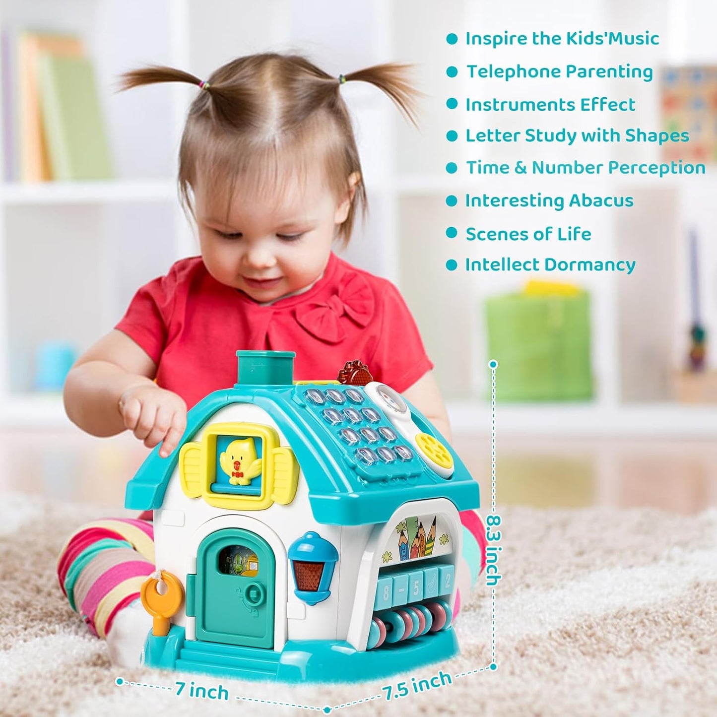 Marstone Baby Toys for 1 Year Old Boy and Girl Gifts: Toddler Toys Age 1-2, 8-in-1 Montessori with Sound Lights Music Clock Telephone and Car, Educational Birthday Gift for Boy 12-18 Months