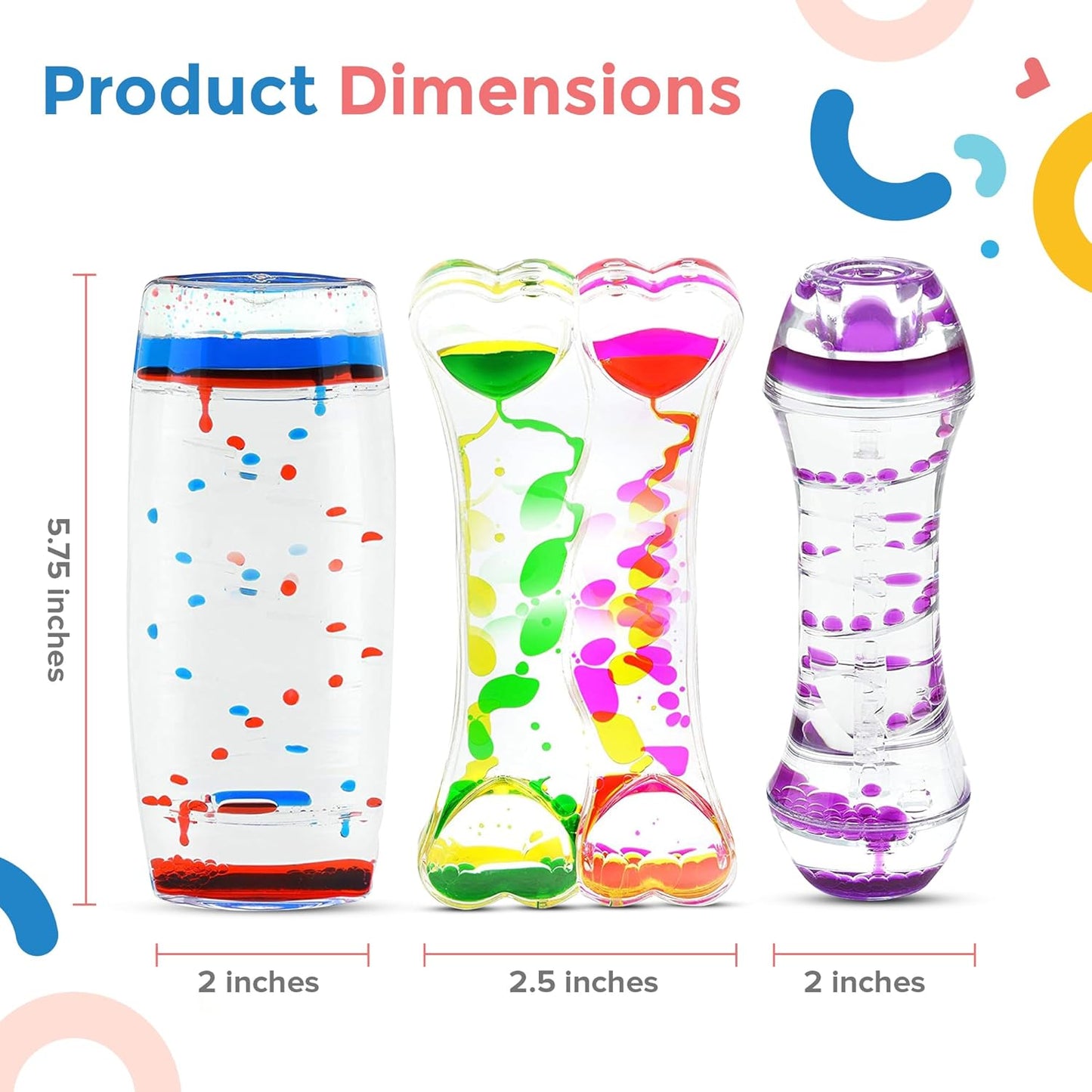 Playlearn Sensory Liquid Timer - Motion Bubbler - Fidget Toys - Variety 3 Pack