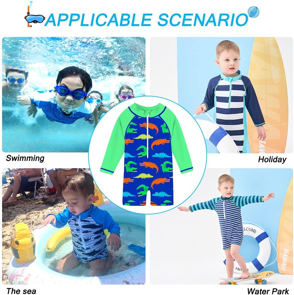 Funnycokid Baby Swimsuit Boy Toddler Bathing Suit Rash Guard UPF 50+ Swimwear 6 Months-4T