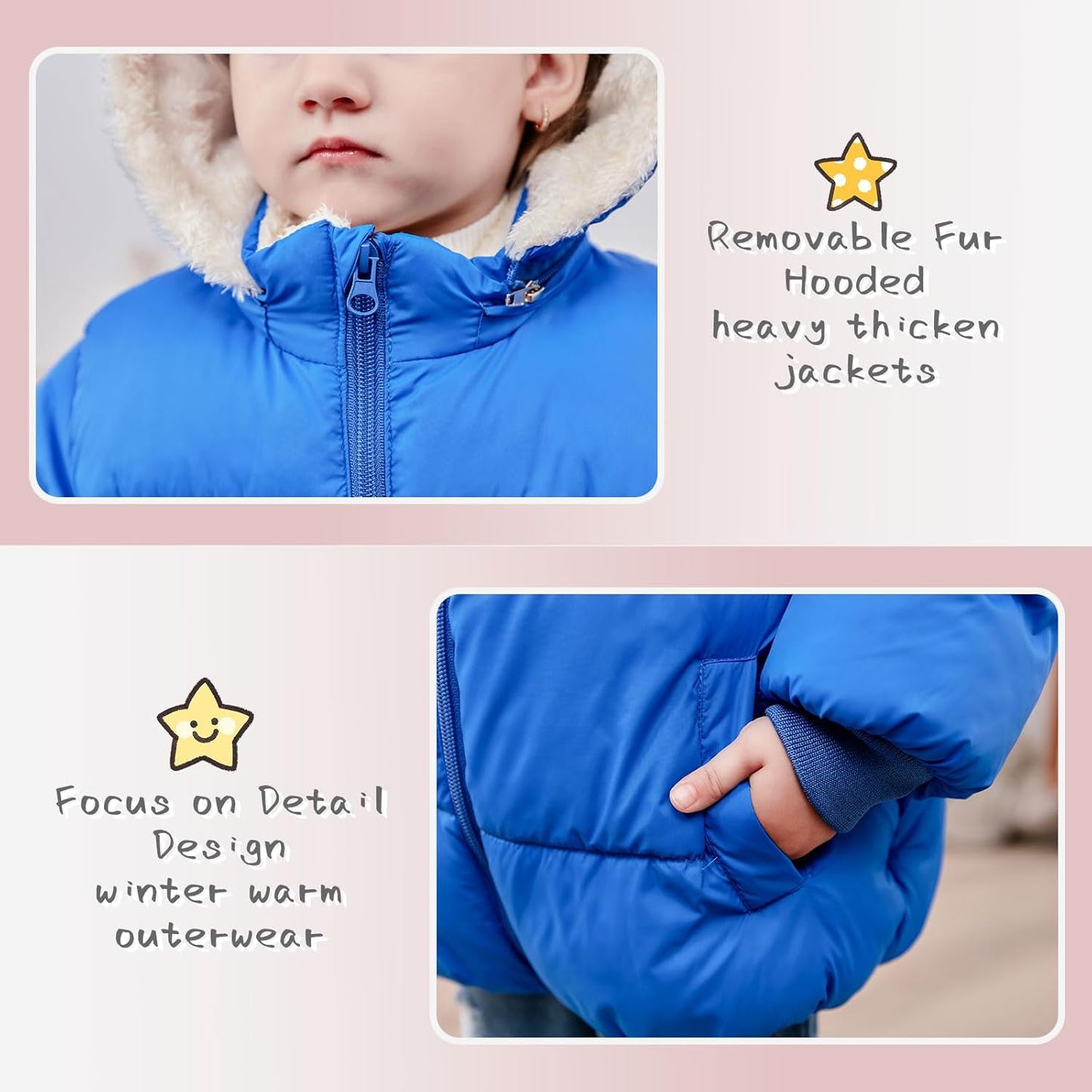 TUONROAD 1-6T Baby Girl Boy Winter Fleece Coats Toddler Warm Puffer Jackets Kids Down Alternative Outerwear
