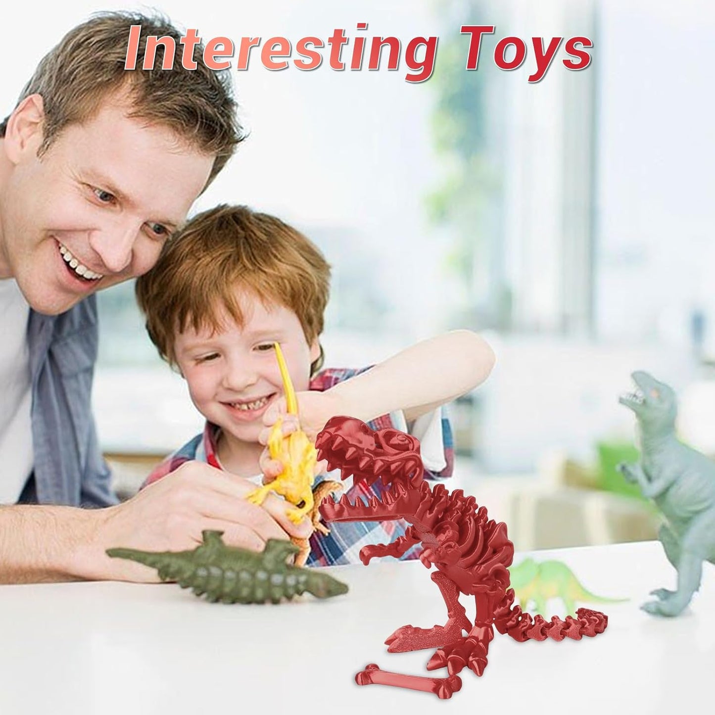 3D Printed Dinosaur Bones Tyrannosaurus Rex Skeleton with Movable Joints, 3D Model Skull T-Rex, Flexible Articulated Dinosaur Fidget Toys Adults for Autism/ADHD