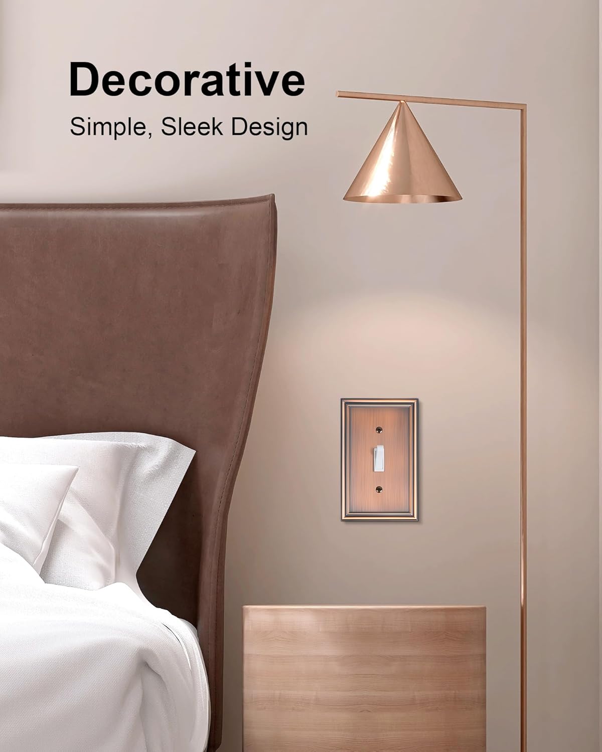 6-Pack Single Toggle Light Switch Cover Plate, Durable Solid Zinc Alloy Decorative Switch Plate Covers, Antique Copper 1 Gang Wall Plate, Corrosion Resistant