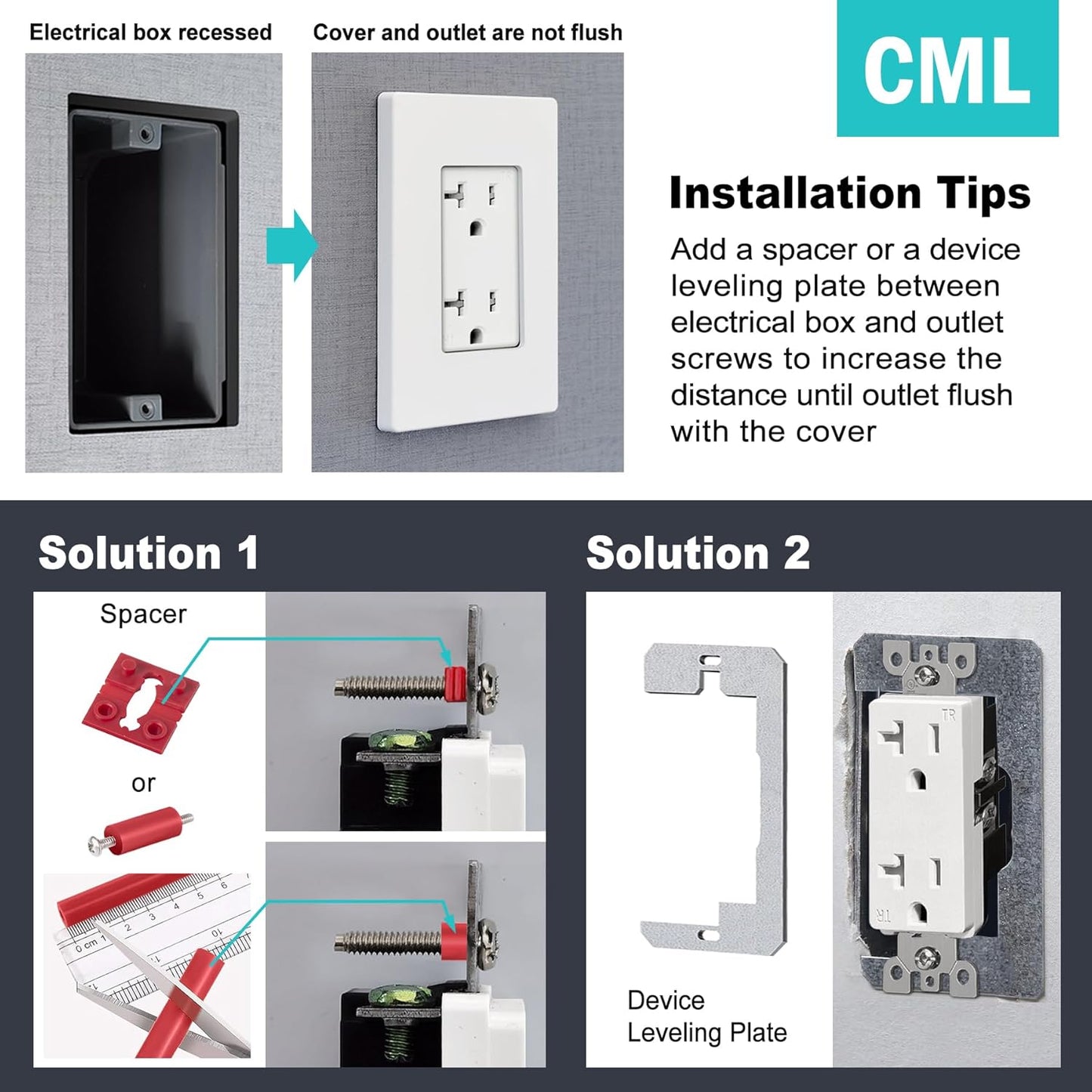 CML Screwless Wall Plates, 40 Pack Decorator Light Switch Covers, 1-Gang Decor Outlet Switch Plate, Standard Size 2.91”x4.68”, Impact Resistant, White