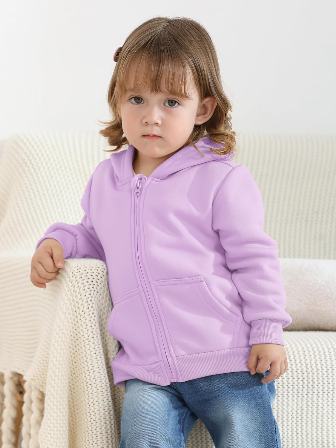 Cooraby 3 Pieces Baby and Toddler Girls Fleece Full-Zip Hoodies Lightweight Jacket with Pockets Winter Coat for Baby Girls