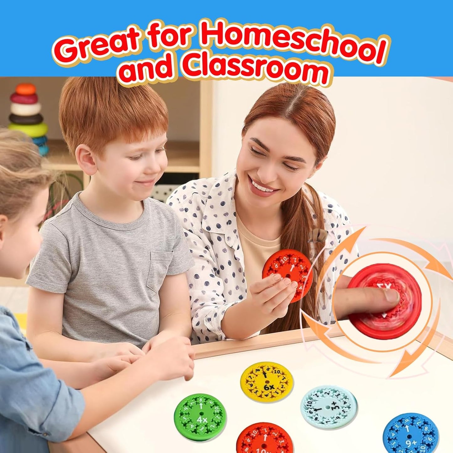 Math Fidget Spinners, Math Fidget Toy for Learning Division & Multiplication Math Facts Fidget Spinners for Stimmers & Fidgeters (9 Packs - Multiplication & Division)