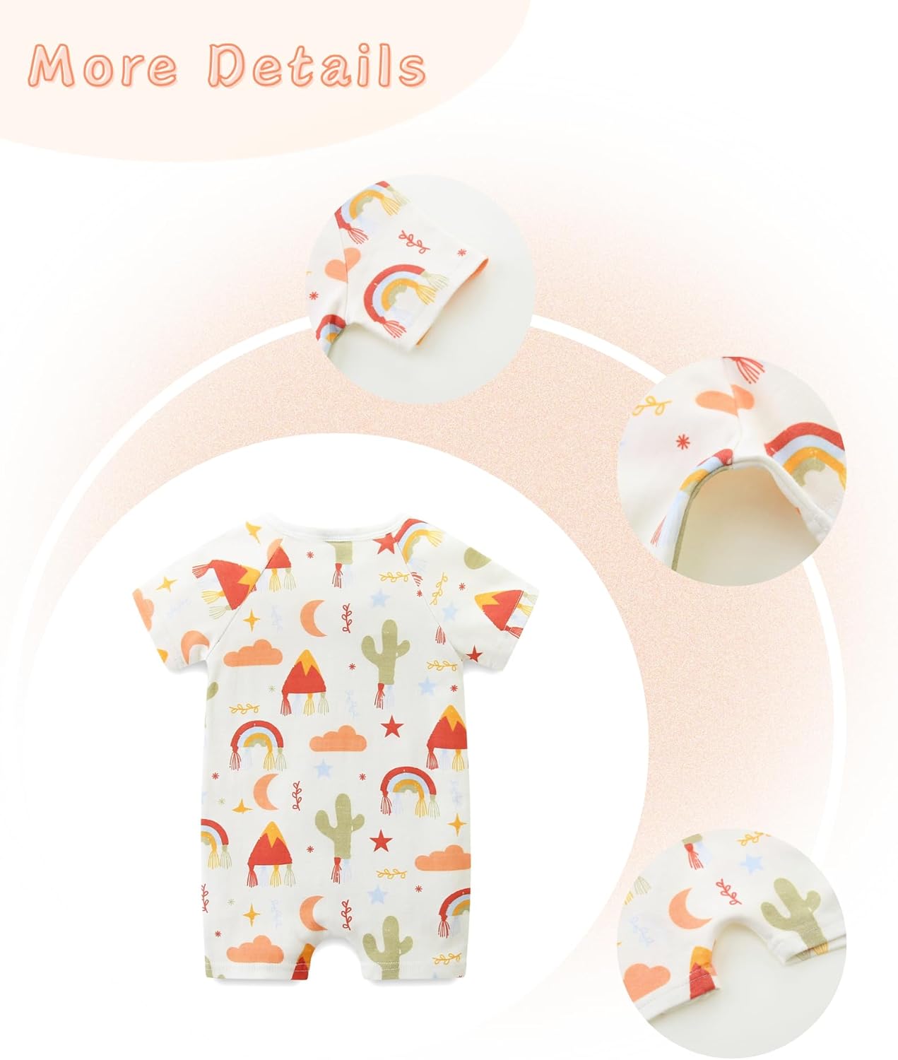 Unisex Summer Trendy 2-Pack Rompers Short Sleeve Zipped Bodysuit Infant Cotton Outfits