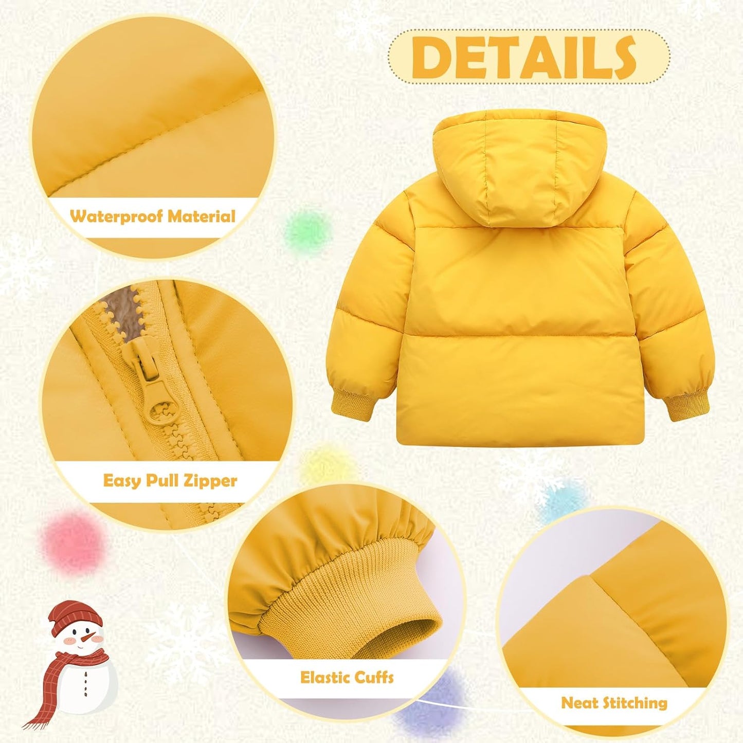 UNICOMIDEA Baby Winter Coat with Hooded Toddler Boys Girls Puffer Jackets for 12M-5T