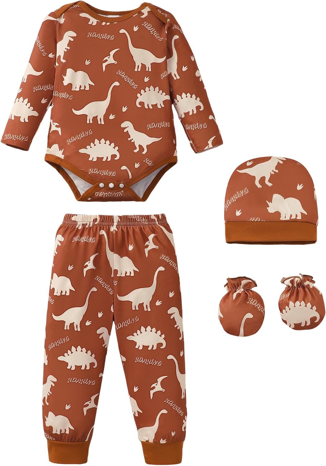 NZRVAWS Newborn Baby Boy Girl Clothes Unisex Infant Romper Pants Set Hat 4-Pack Outfits 0-12 Months 16 Pieces Toddler